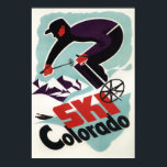 Poster Skieur habillé noir et violet<br><div class="desc">Colorado - Skieur habillé noir et pourpre Colorado Poster - Colorado a été créé en 1950. Cette image représente des scènes du Colorado.</div>