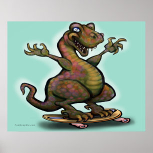 Poster Skieur Saurus Rex