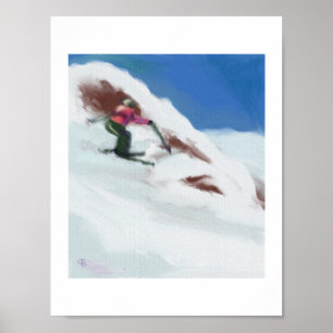 Poster Skiing Snow Mountain Art
