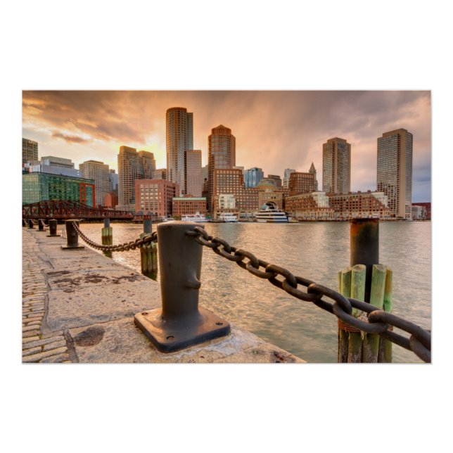 Poster Skyline du quartier financier de Boston (Devant)