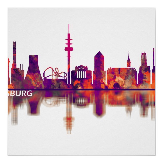 Poster Skyline Duisburg Allemagne (Devant)