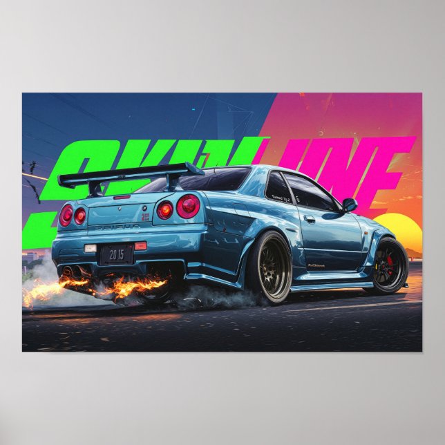 Poster Skyline R34 Neon Drift (Devant)
