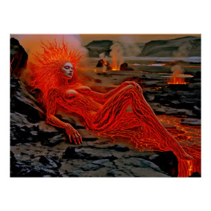 Poster "Sleeping Magma" - Portrait de femme volcanique