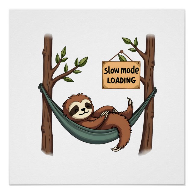 Poster Sleepy Sloth Vintage Funny Lazy Animal Art 2 (Devant)