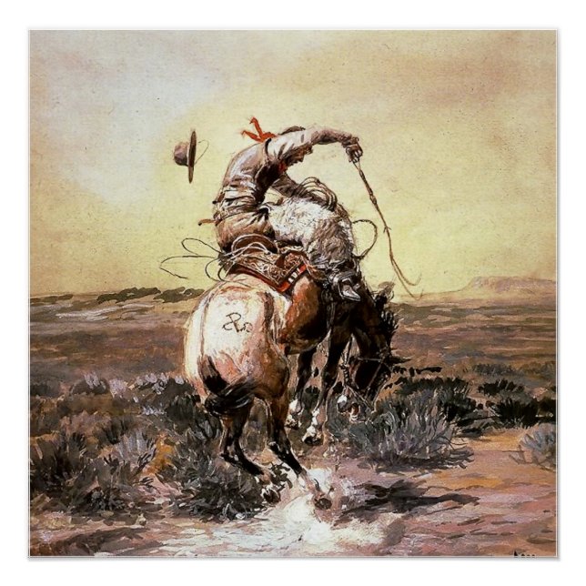 Poster « Slick Rider » Art occidental de Charles M Russel (Devant)