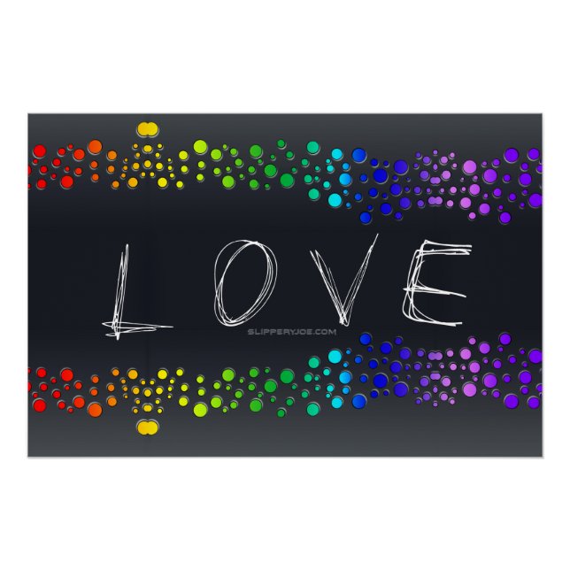 Poster SlipperyJoe amour bulles rouge orange jaune vert c (Devant)