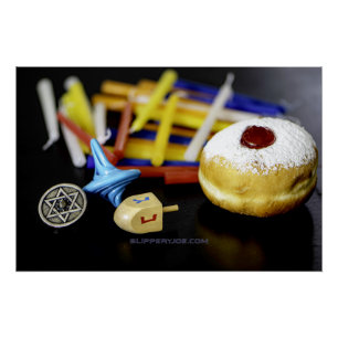 Poster SlipperyJoe nature morte symbolique de Hanukkah fê