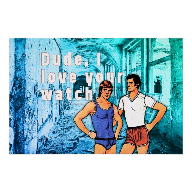 Poster SlipperyJoe sous-vêtements deux hommes dessin aban (Devant)