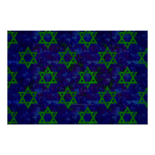 Poster SlipperyJoe's Hanukkah rangées vertes Étoiles de D