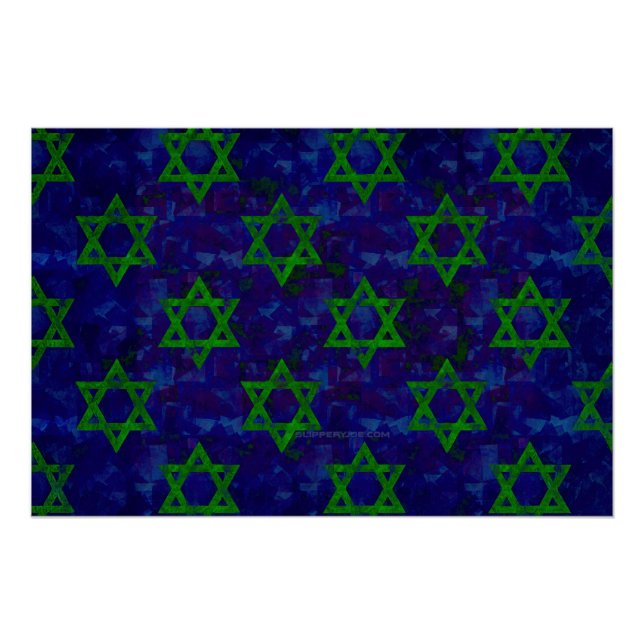 Poster SlipperyJoe's Hanukkah rangées vertes Étoiles de D (Devant)