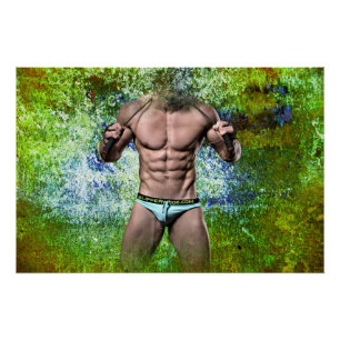 Poster SlipperyJoe's homme adulte très musclé torse nu 