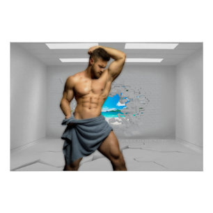 Poster SlipperyJoe's Man serviette brisée mur de brique b