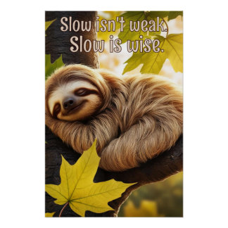 Poster Sloth Baby Dormir dans la citation de l'arbre