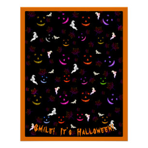 Poster Smile It's Happy Halloween Fall Éffrayant Fantôme