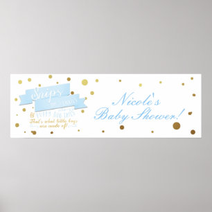 Poster Snips & Snails Boys Bannière Baby shower Bleu & Or