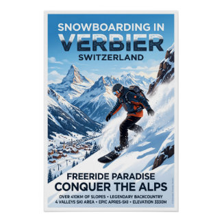 Poster Snowboard à Verbier
