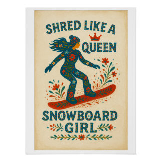 Poster Snowboard Girl – Shred Like a Queen | Hand‑Painted