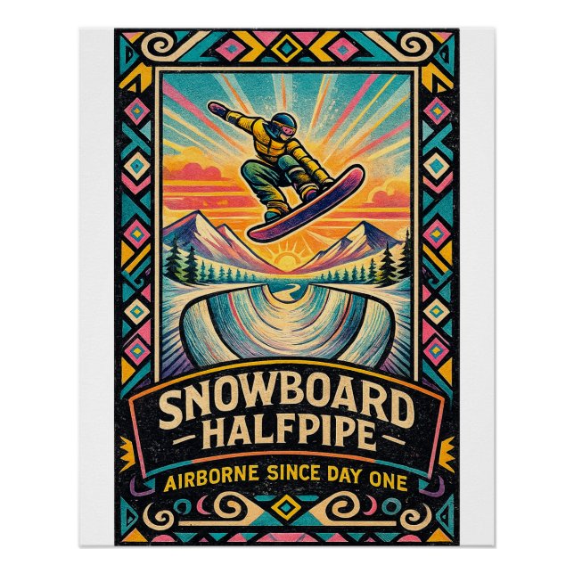 Poster « Snowboard Halfpipe – En l'air depuis le premier  (Devant)
