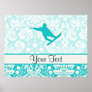 Poster Snowboard turquoise