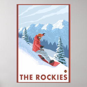 Poster Snowboarder - Les Rocheuses