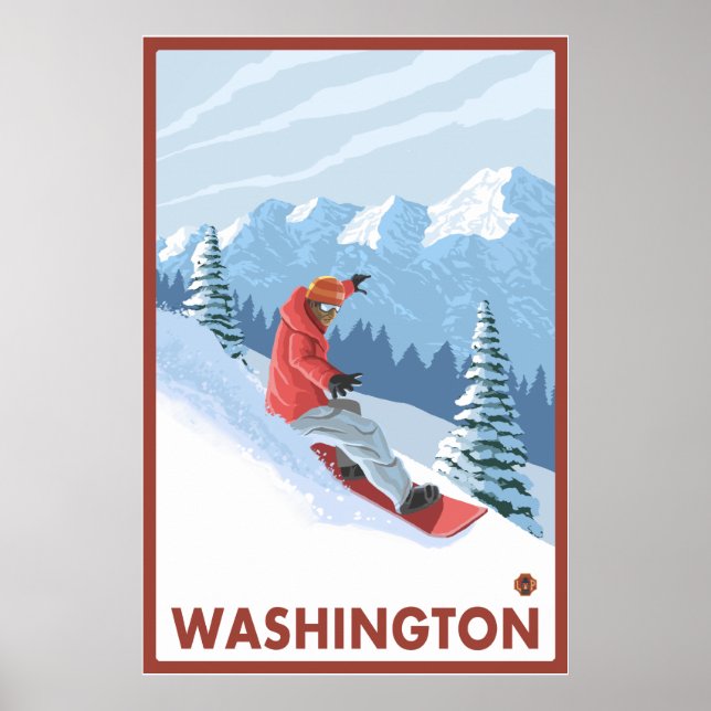 Poster Snowboarder Scene - Washington (Devant)