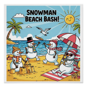 Poster Snowman Beach Bash