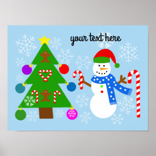 Poster Snowman & Christmas Tree #2