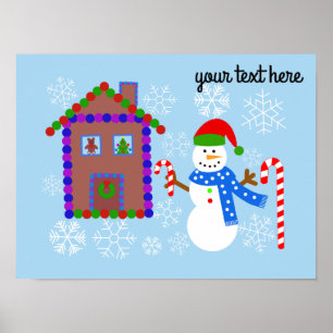 Poster Snowman & House #1