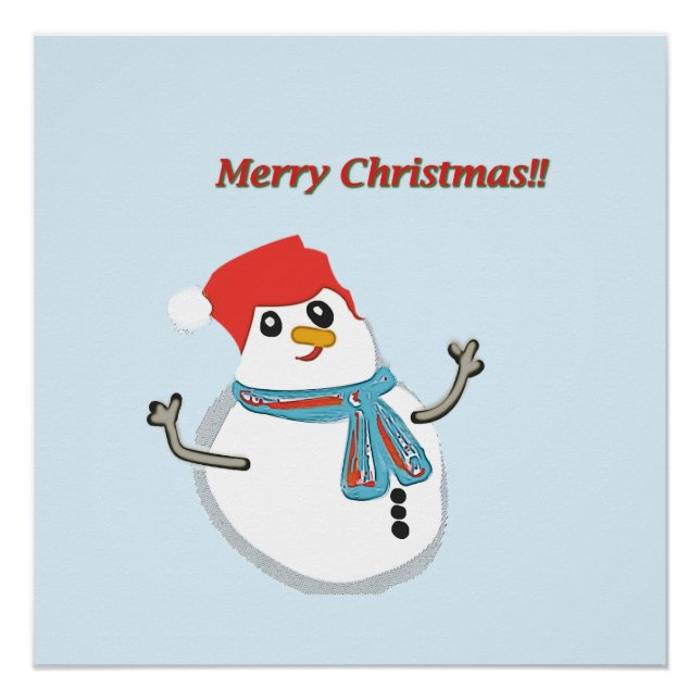 Poster Snowman, Merry Christmas!! (Devant)