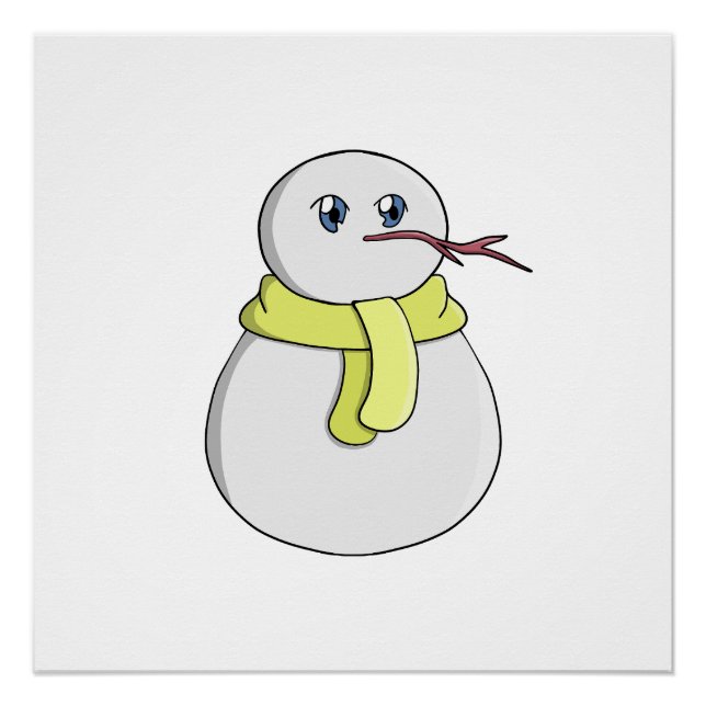 Poster Snowman portant une écharpe jaune (Devant)