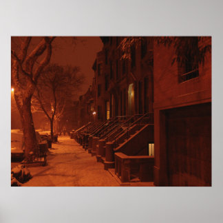 Poster Snowy Brownstones- Night