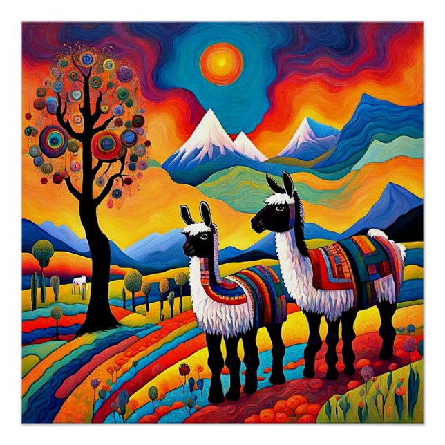 Poster Snowy Llamas (Devant)