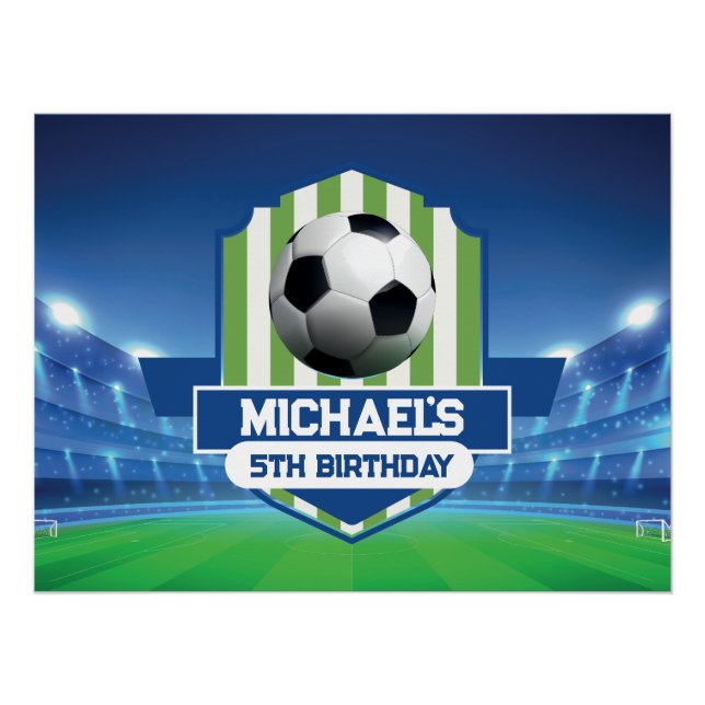 Poster Soccer Birthday banner backdrop  (Devant)