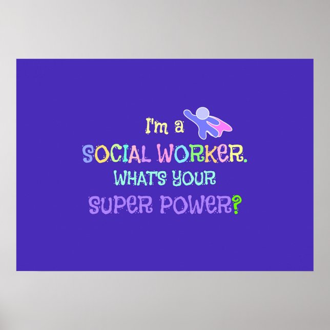 Poster Social Worker, Pastel Texte Funky Design (Devant)