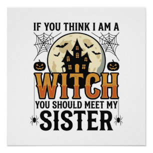 Poster Sœur Sorcière Drôle Halloween Graphique Vintage_1