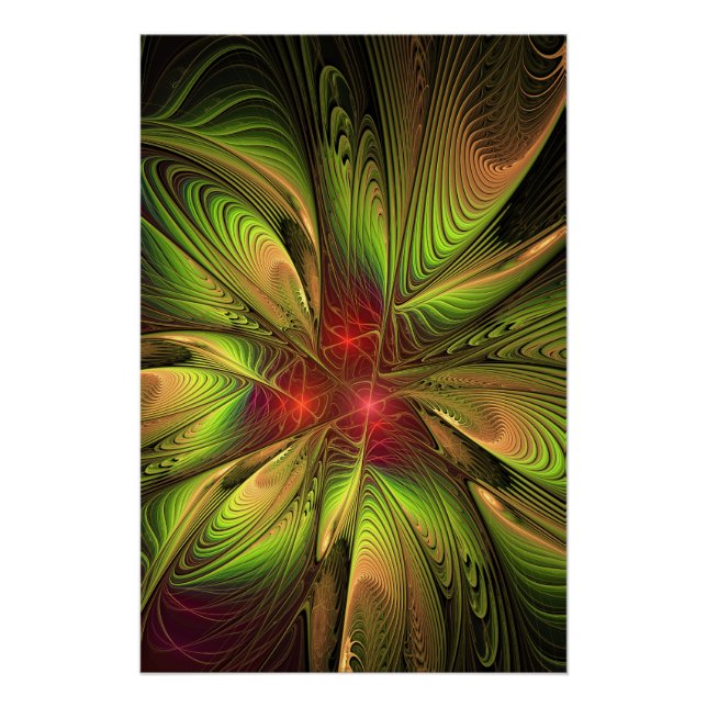 Poster Soft and tenderness fractal fantasy flowers (Devant)