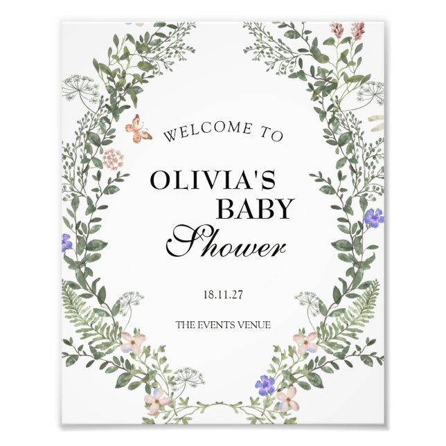 Poster Soft Green Boho Genre Neutre Baby shower (Devant)