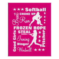 Softball Girls Sports Terminoligy Mots Typographie