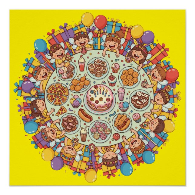 Poster Soirée Fée À Thème Jaune Pour Enfants (Devant)