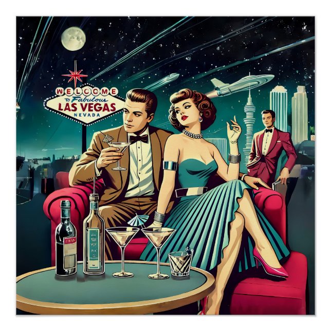Poster Soirée Martini Vegas de l'ère spatiale (Devant)