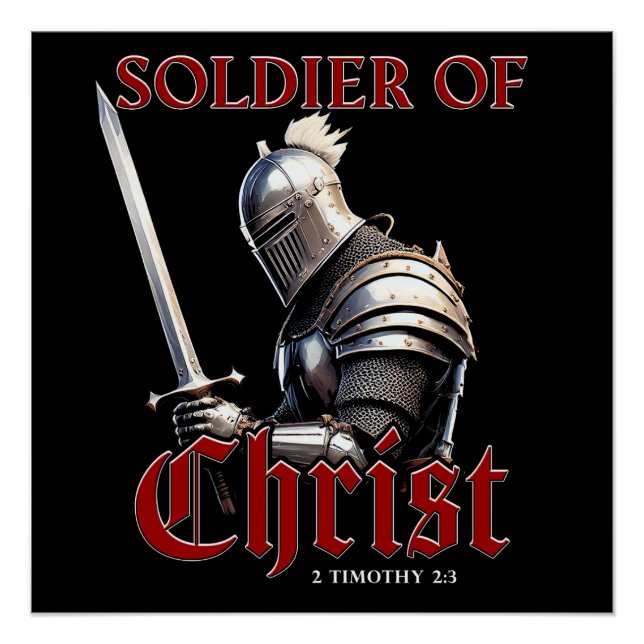 Poster Soldat du Christ 2 Timothée 2:3 Bible chrétienne (Devant)