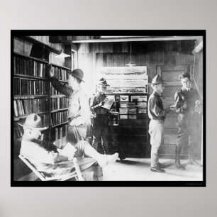 Poster Soldats dans   la bibliothèque 1912