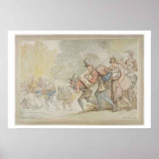 Poster Soldiers on a March, 1805 (pen & ink and watercolo (Devant)
