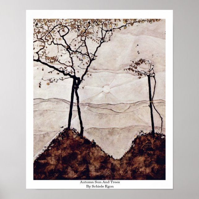 Poster Soleil D'Automne Et Arbres De Schiele Egon (Devant)