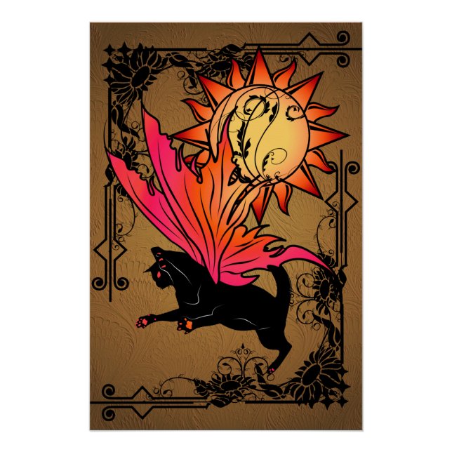 Poster Soleil de chat cosmique (Devant)