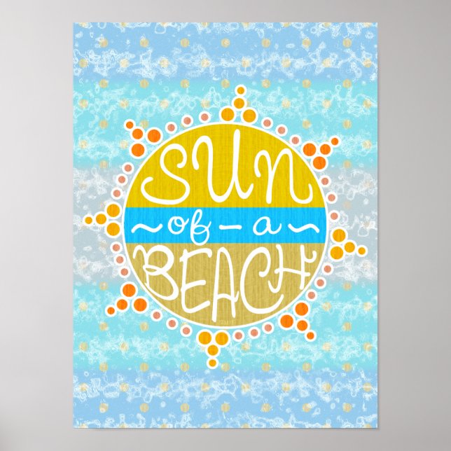 Poster Soleil d'une plage Amusante Cute Pun Été Balnéaire (Devant)