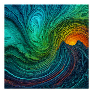 Poster "Soleil en voie de disparition" Vagues fractales A