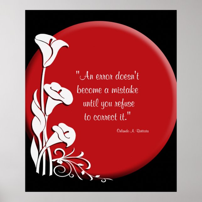 Poster "Soleil levant" avec Calla Lilies citation inspira (Devant)