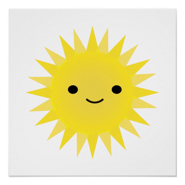 Poster Soleil souriant Cute Kawaii (Devant)
