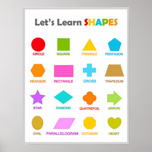 Poster solid shapes back to school kids learning